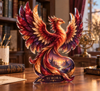 Personalized Phoenix custom shape acrylic plaque with an example name set into the artwork, digital preview