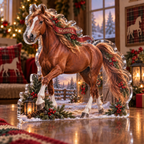 Artwork visualization: Horse companion — pet room decoration, personalized SOPHIA, subject-shaped acrylic with printed optical 3D depth; not carved relief.