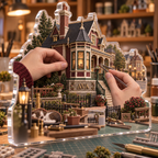 Artwork visualization: Miniature building — everyday hobby identity, personalized AVA, subject-shaped acrylic with printed optical 3D depth; not carved relief.